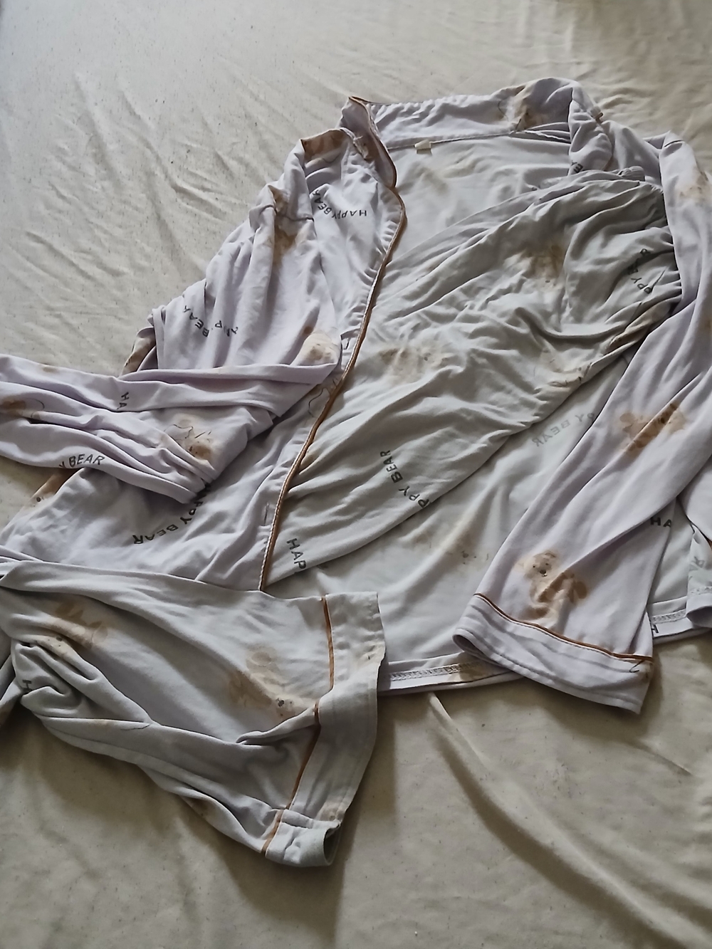 Source Unknown Light Lavender Pajama Set with Tan Piping